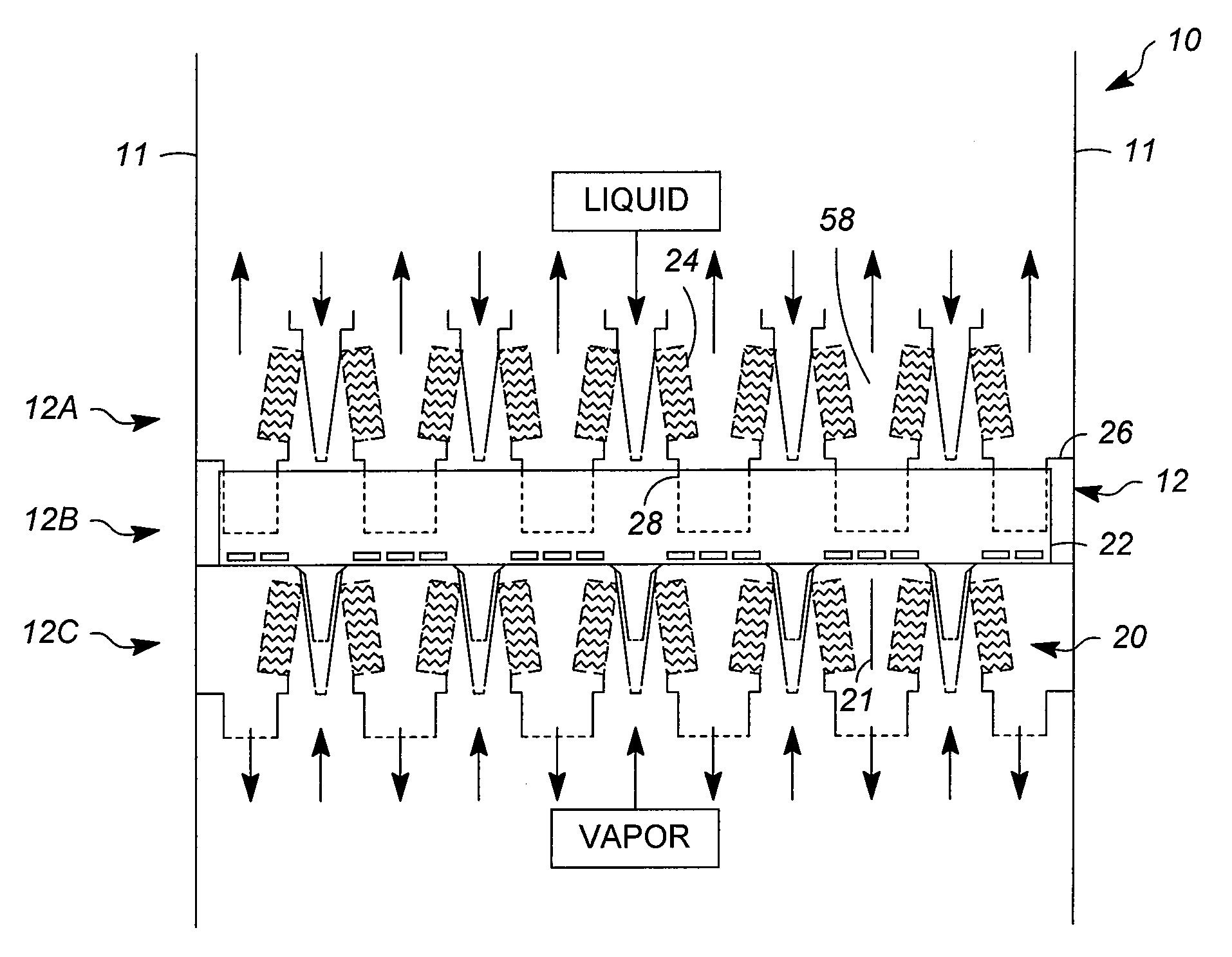 Contacting stages for co-current contacting apparatuses