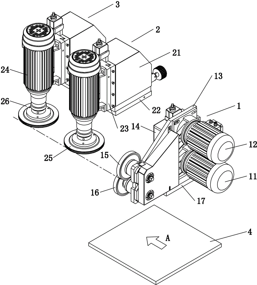 Grinding head assembly of glass edge grinding machine and edge grinding process thereof