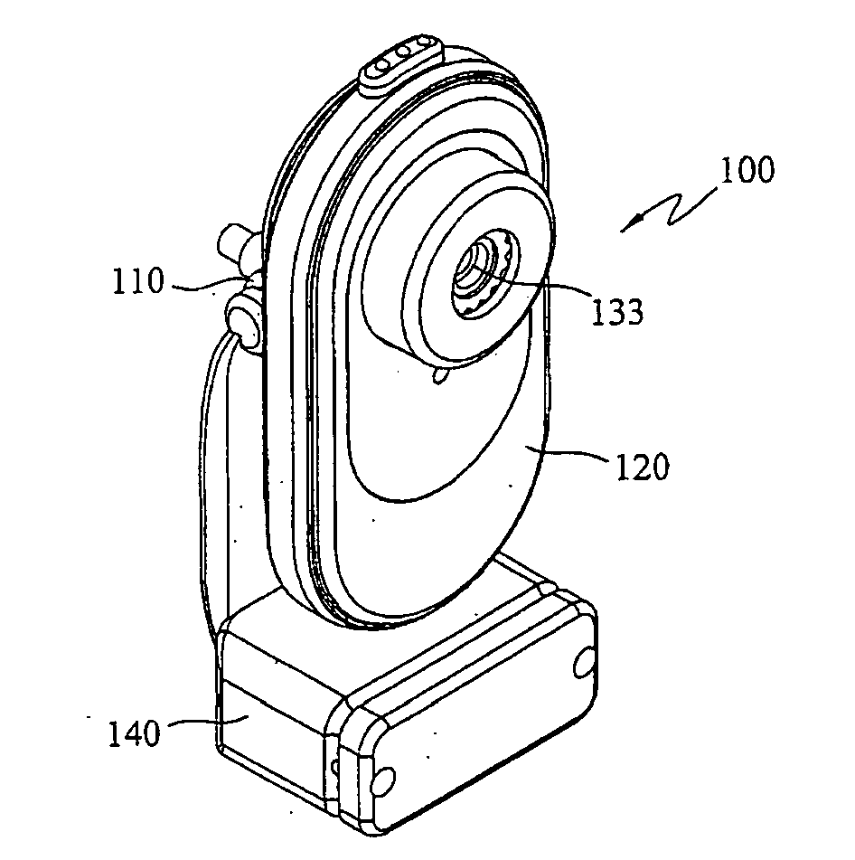 Web cam with auto-adjusting angled image device