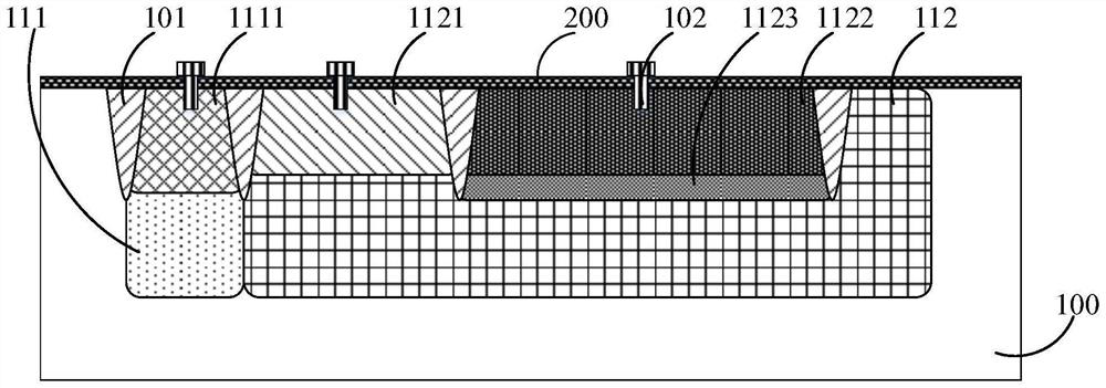 Model parameter test structure of transistor and preparation method thereof