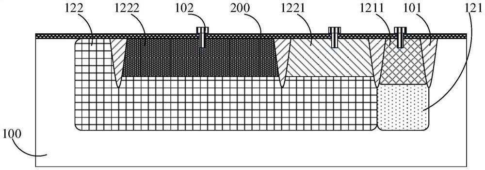 Model parameter test structure of transistor and preparation method thereof