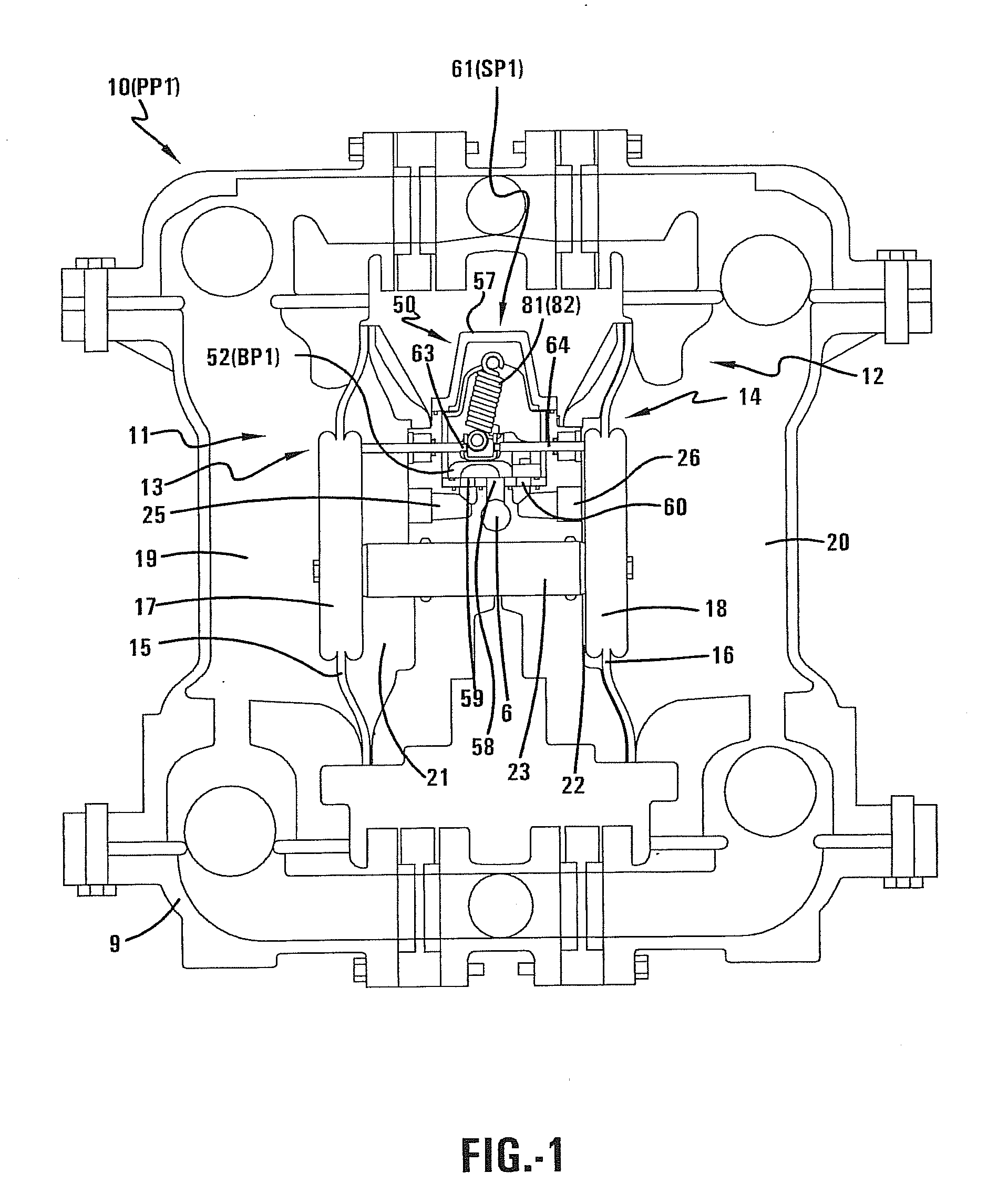 Air operated double diaphragm over center valve pump