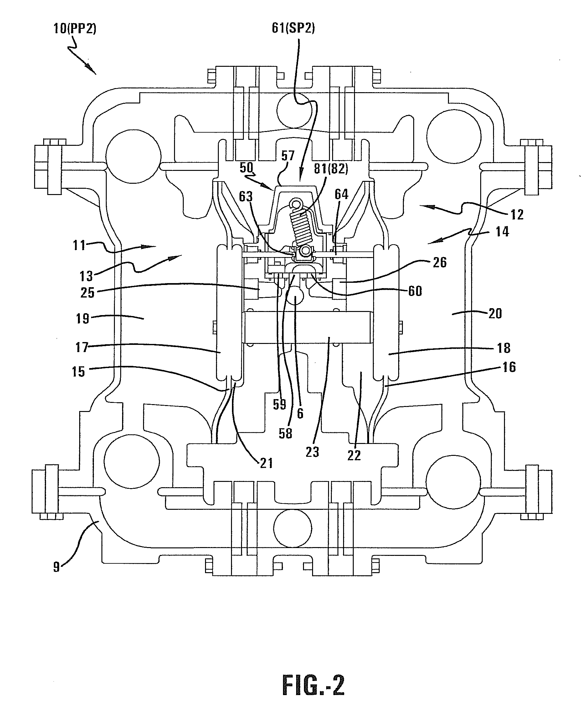 Air operated double diaphragm over center valve pump