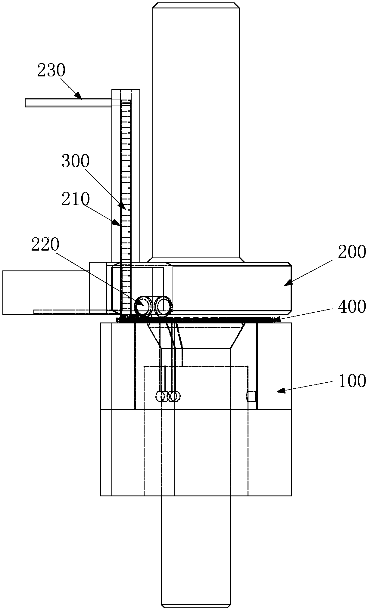 Bearing needle mounting device and planar thrust bearing needle mounting system