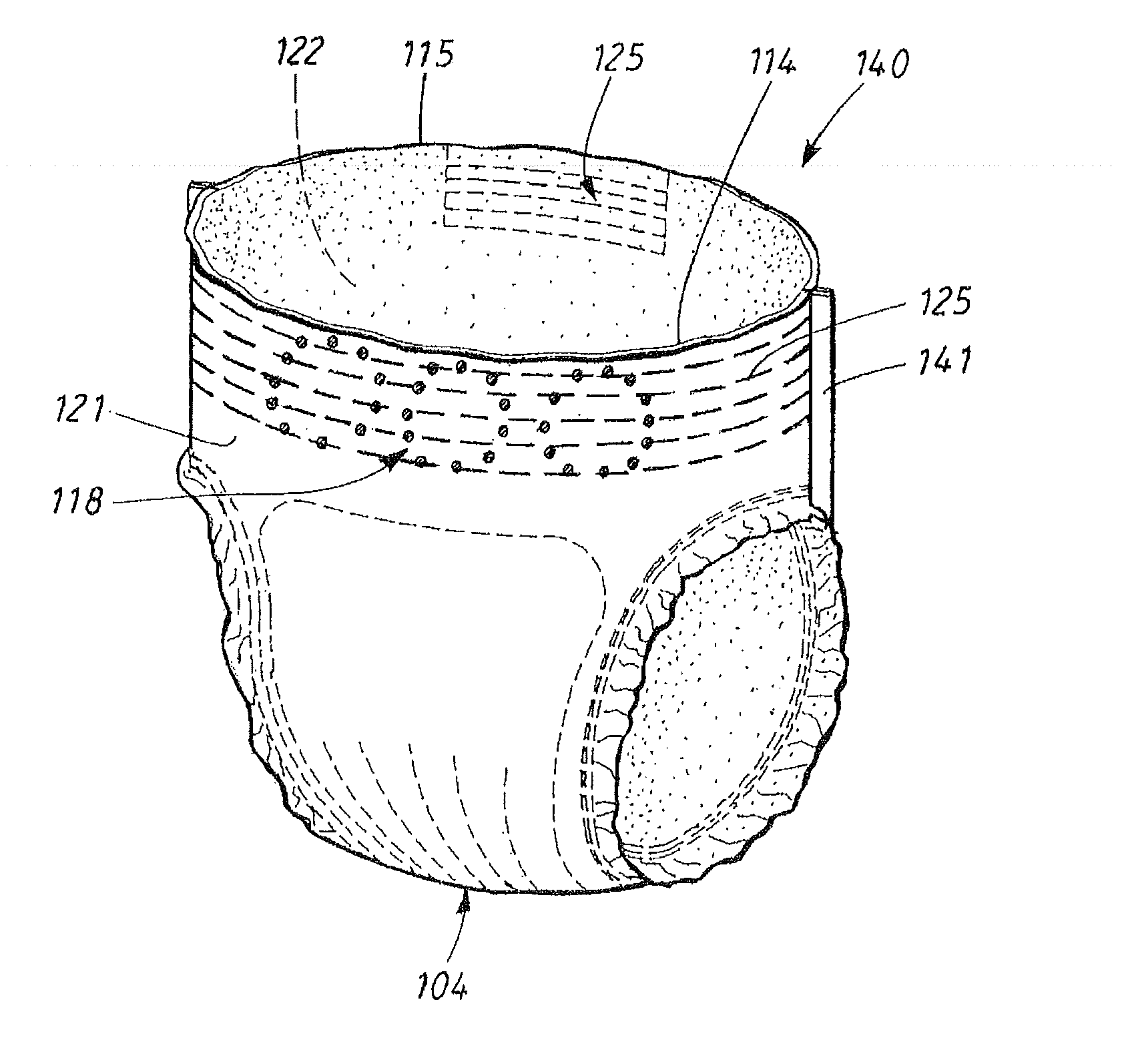 Absorbent article comprising one or several patterns