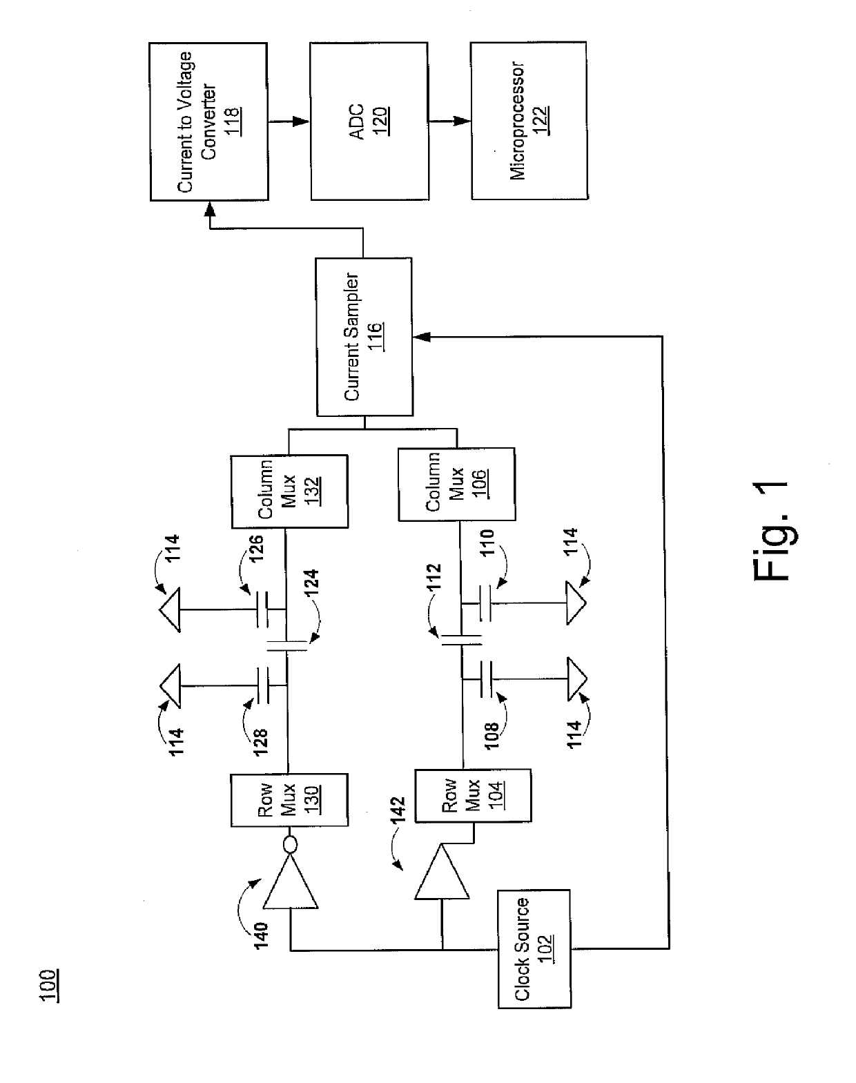 System and method to measure capacitance of capacitive sensor array