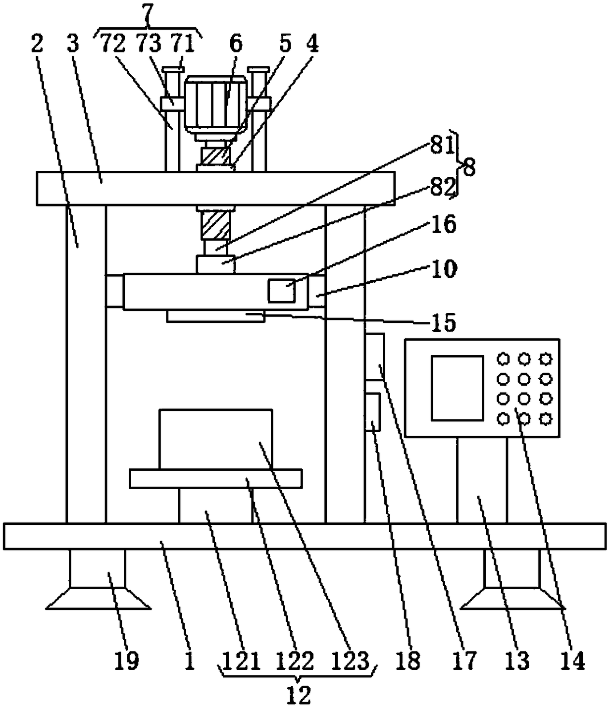 Spring compressing machine facilitating compression quantity detection and used for spring