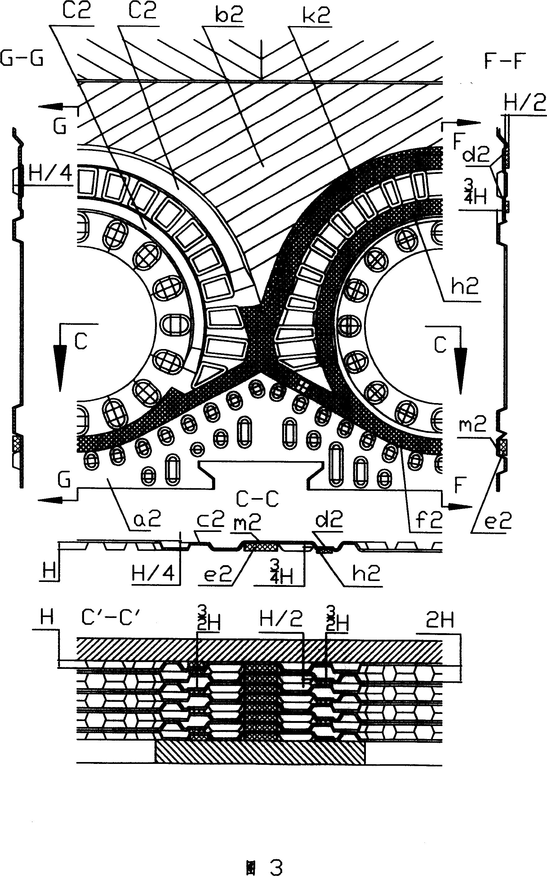 Plate-type heat exchanger with low current-resistance at angled hole and secondary sealing groove