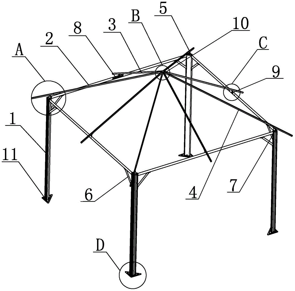 Corner connection structure of a pergola