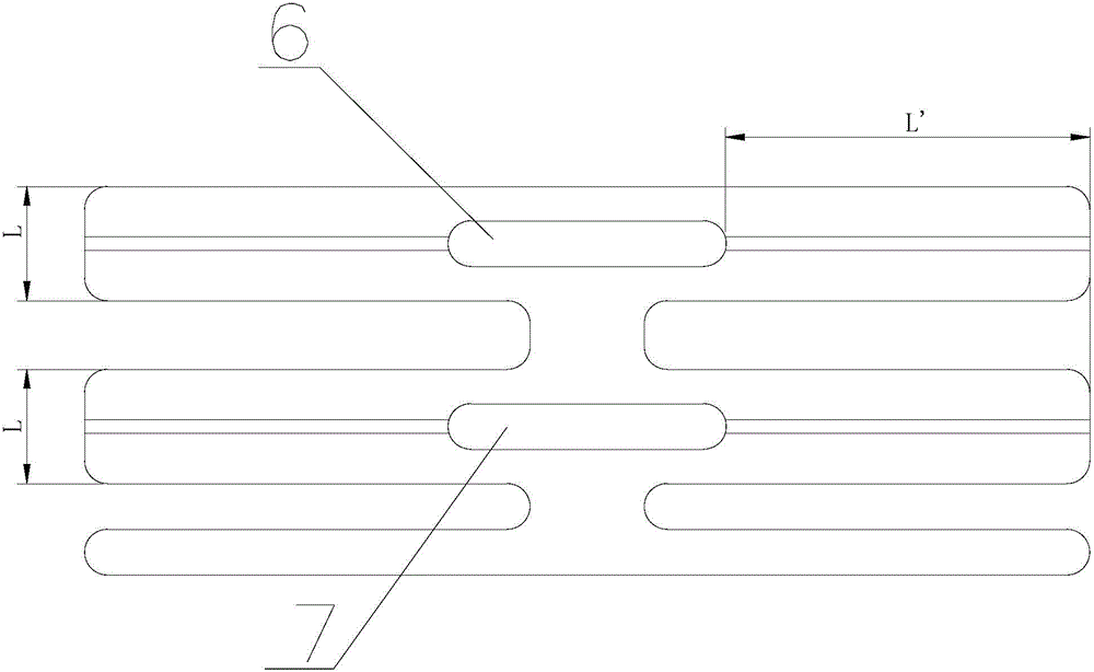 Optical fiber raster sensor patch shaped like a Chinese character 'wang'