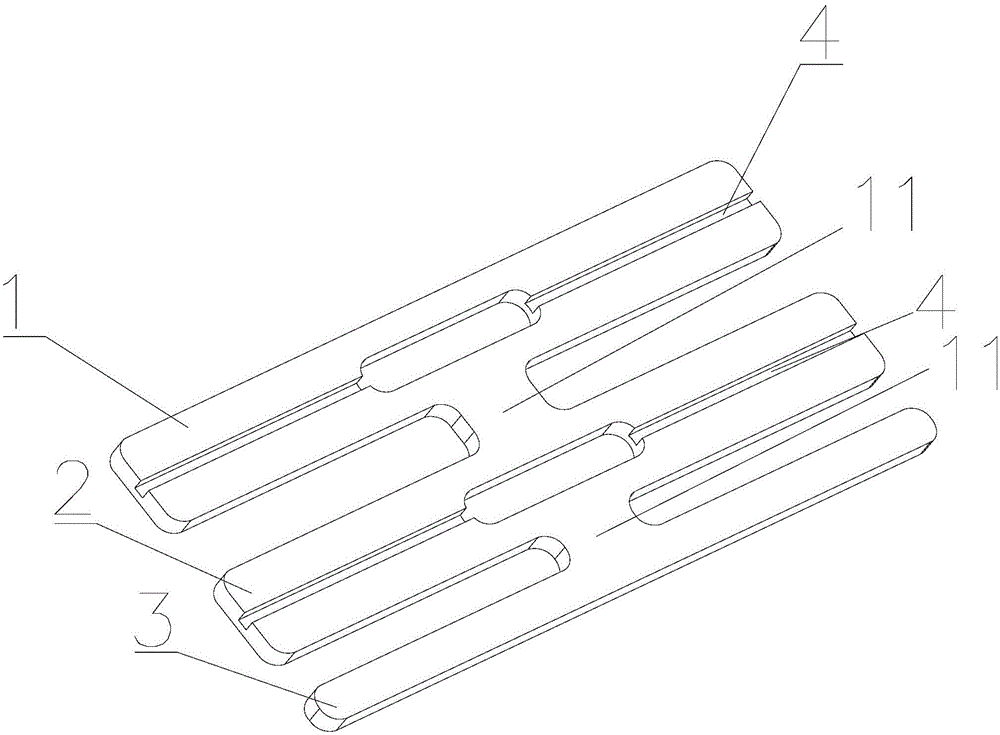 Optical fiber raster sensor patch shaped like a Chinese character 'wang'