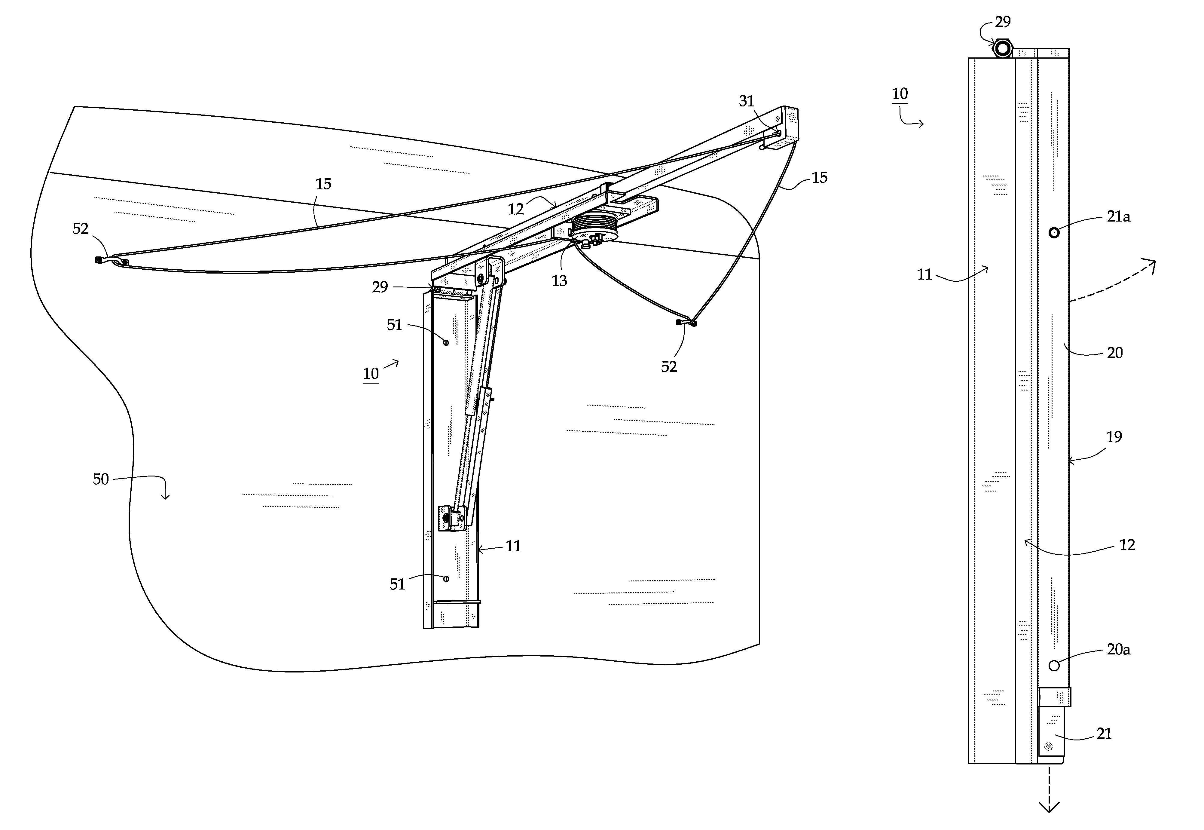 Retractable clothesline support and method