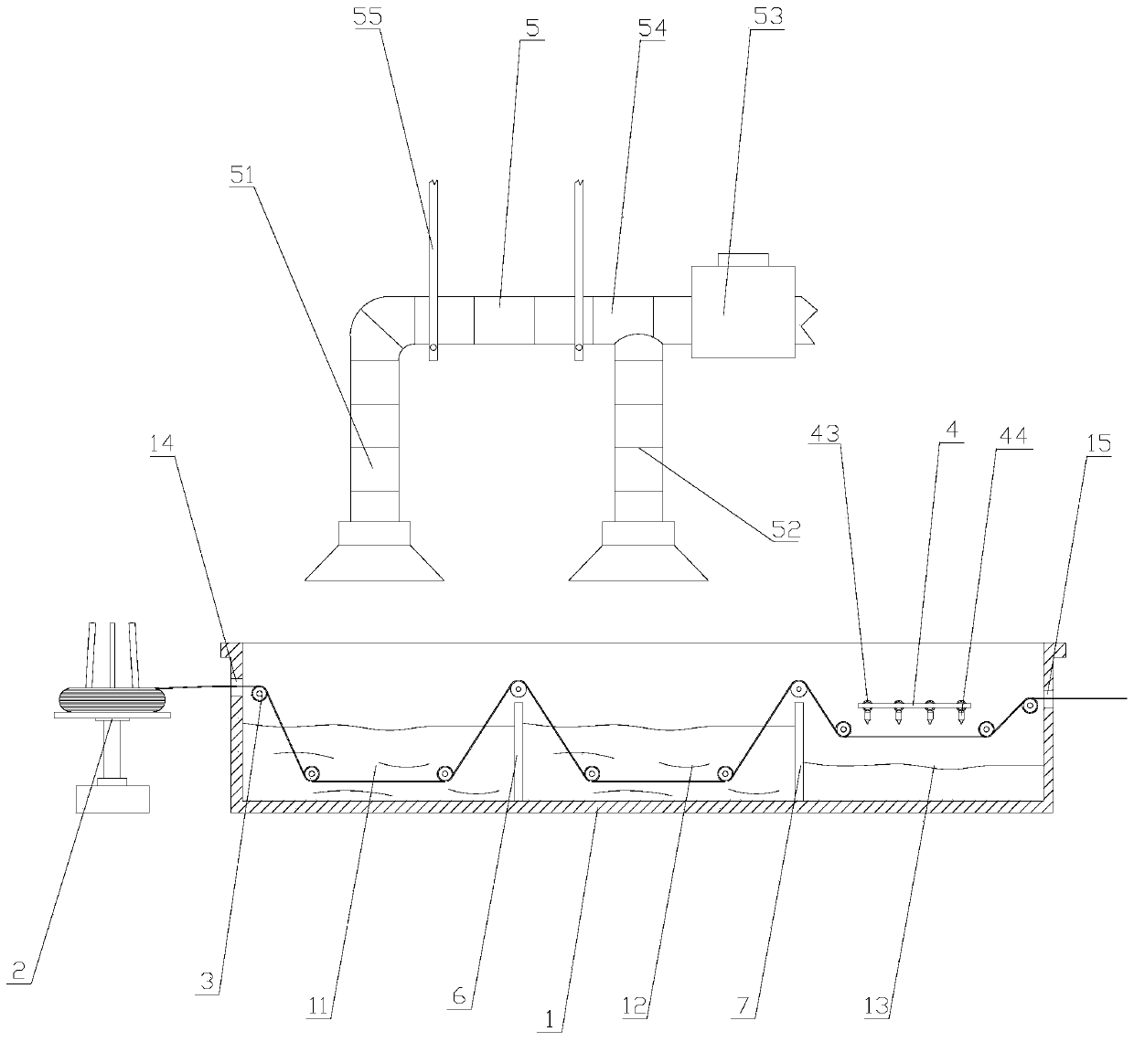 High-performance surface treatment device for steel bar base material used for bolt