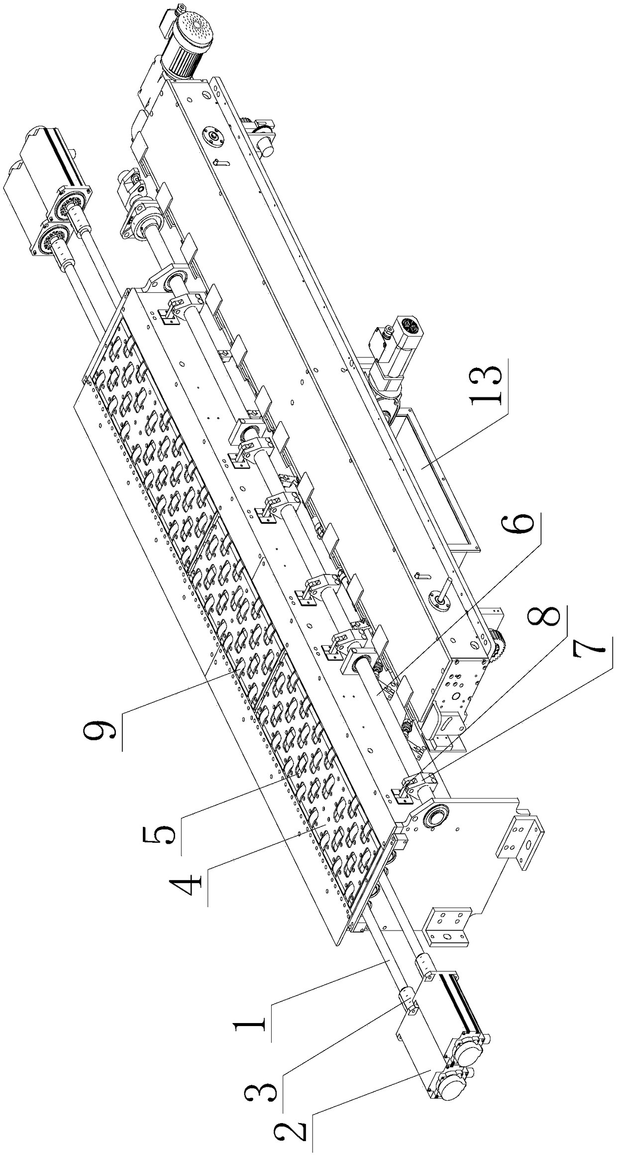 Front edge paper feed portion for corrugated paper printing equipment and drive device of front edge paper feed portion