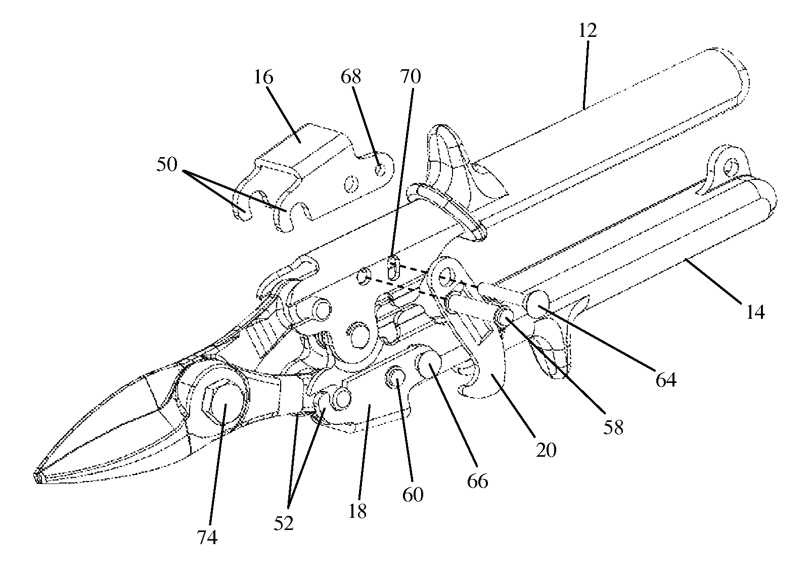 Compound leverage hand tool with interchangeable tool head