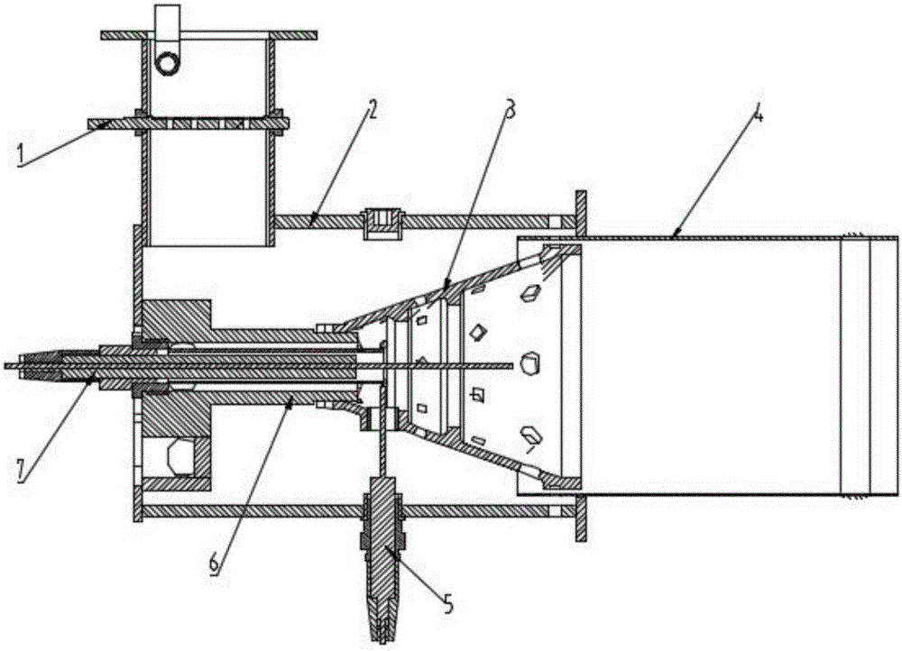 Conical air supply combustion device with large regulating ratio