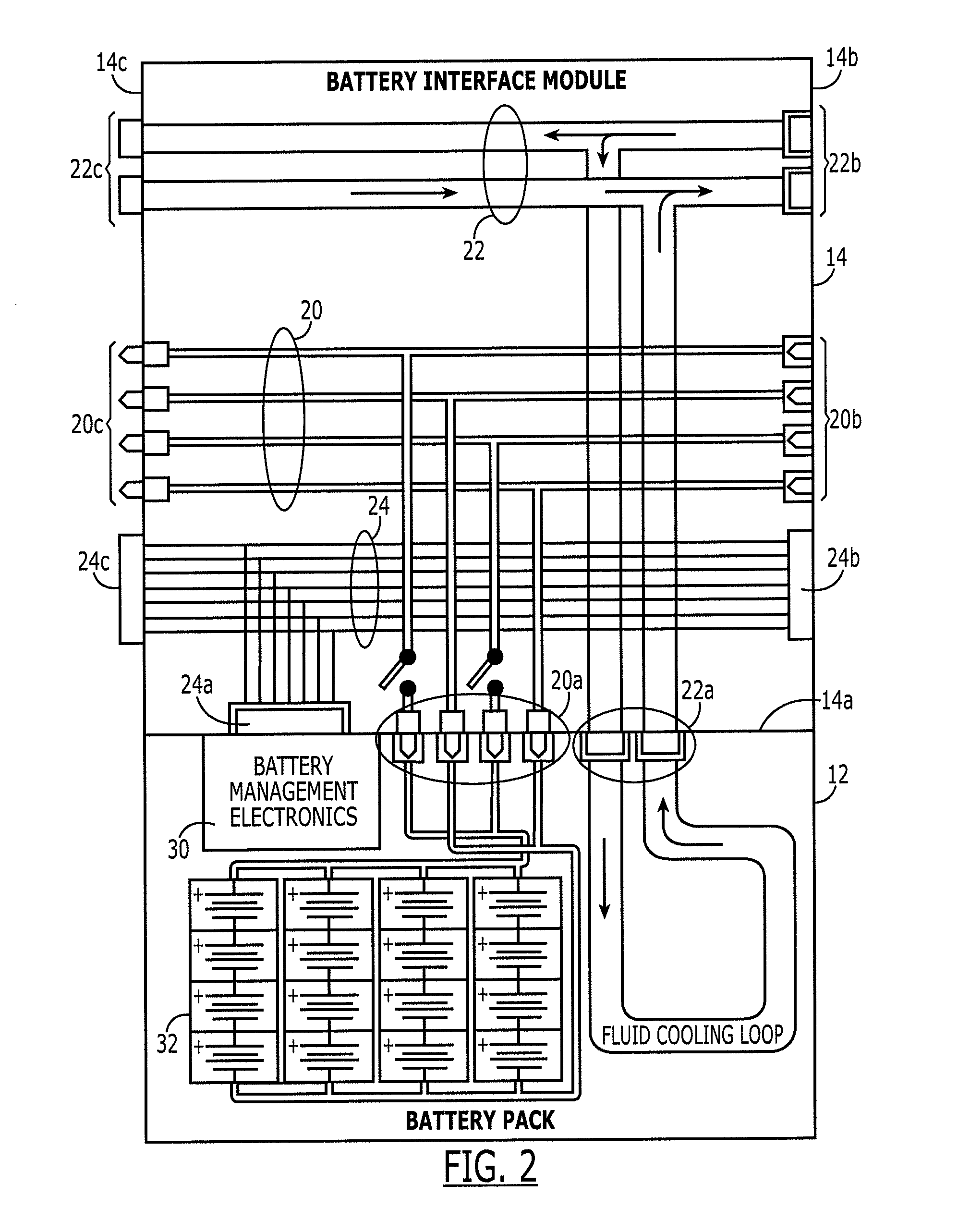 Modular vehicular power system having a battery interface module and associated method