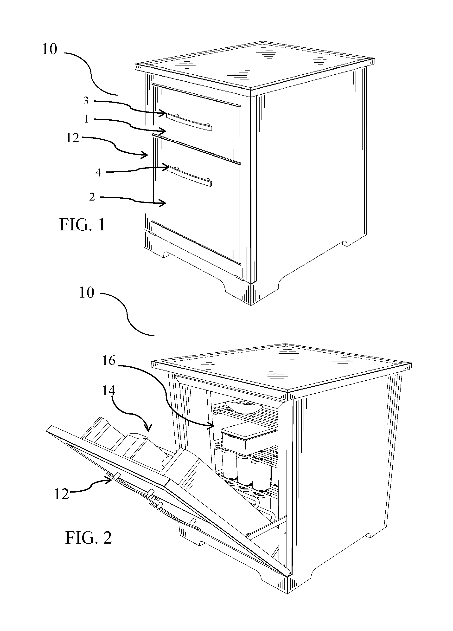 End table with concealed built-in refrigerator