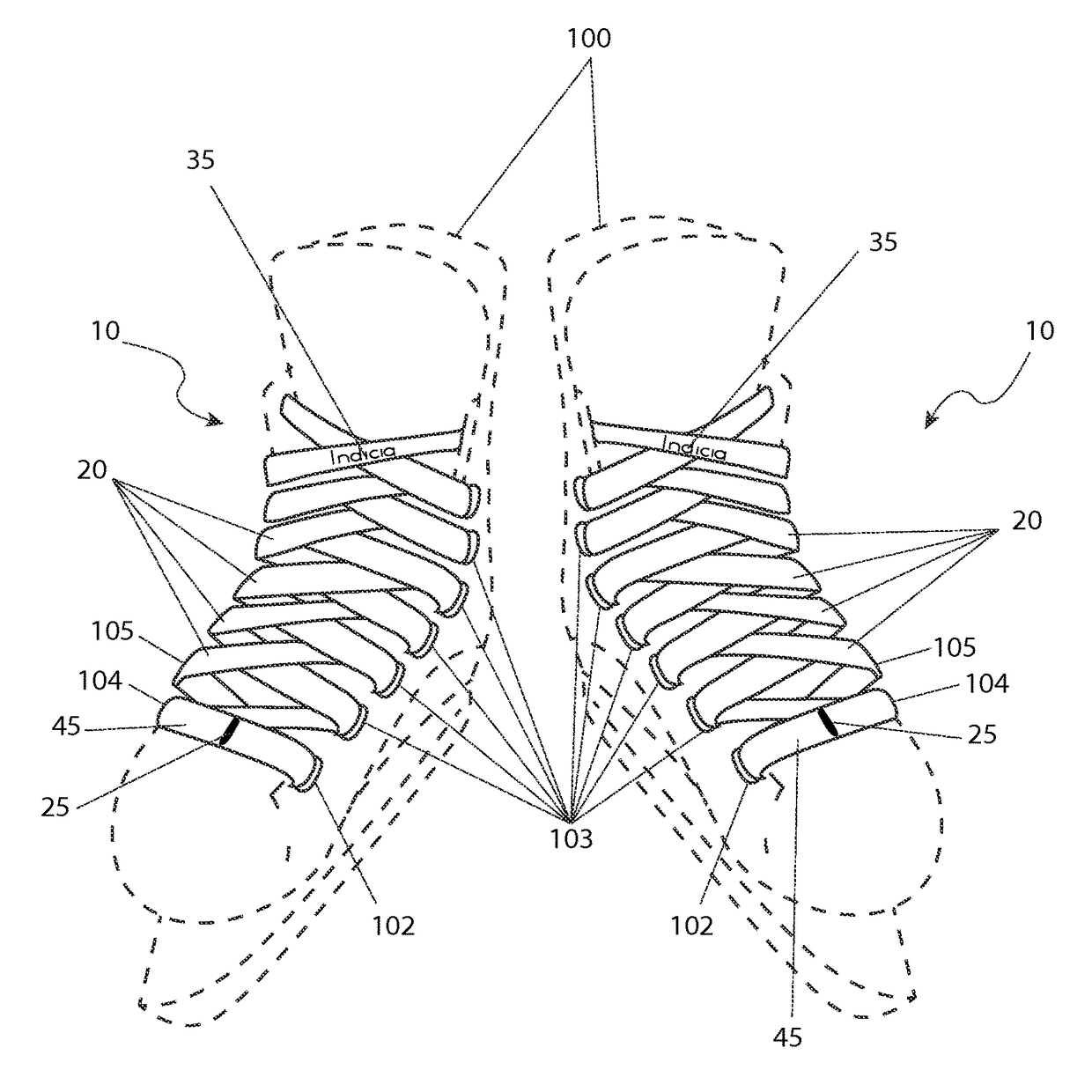 Mid-point indicator lace