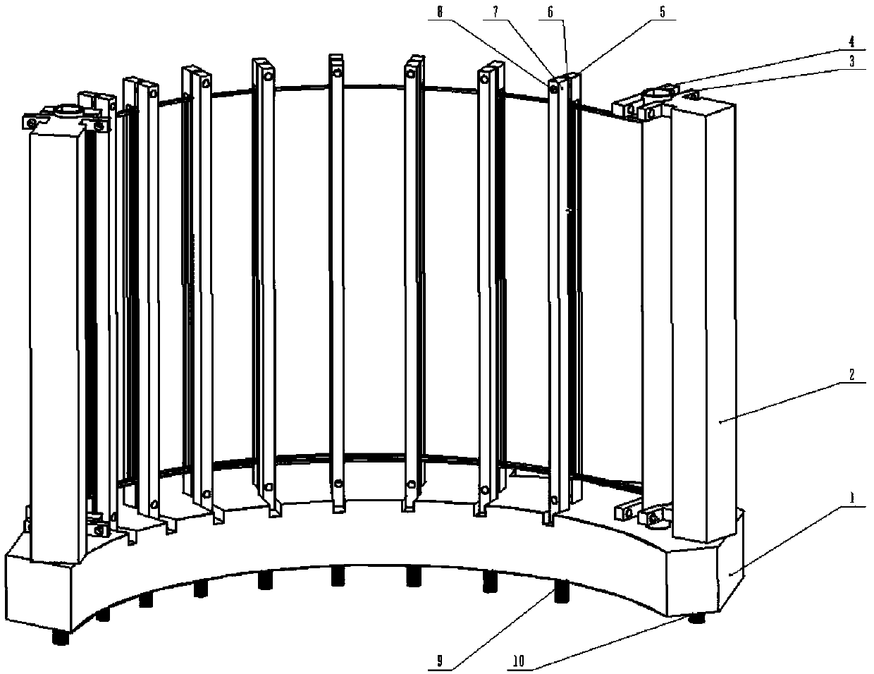 Supporting device for superalloy thin-wall thin glass pipe dense array brazing