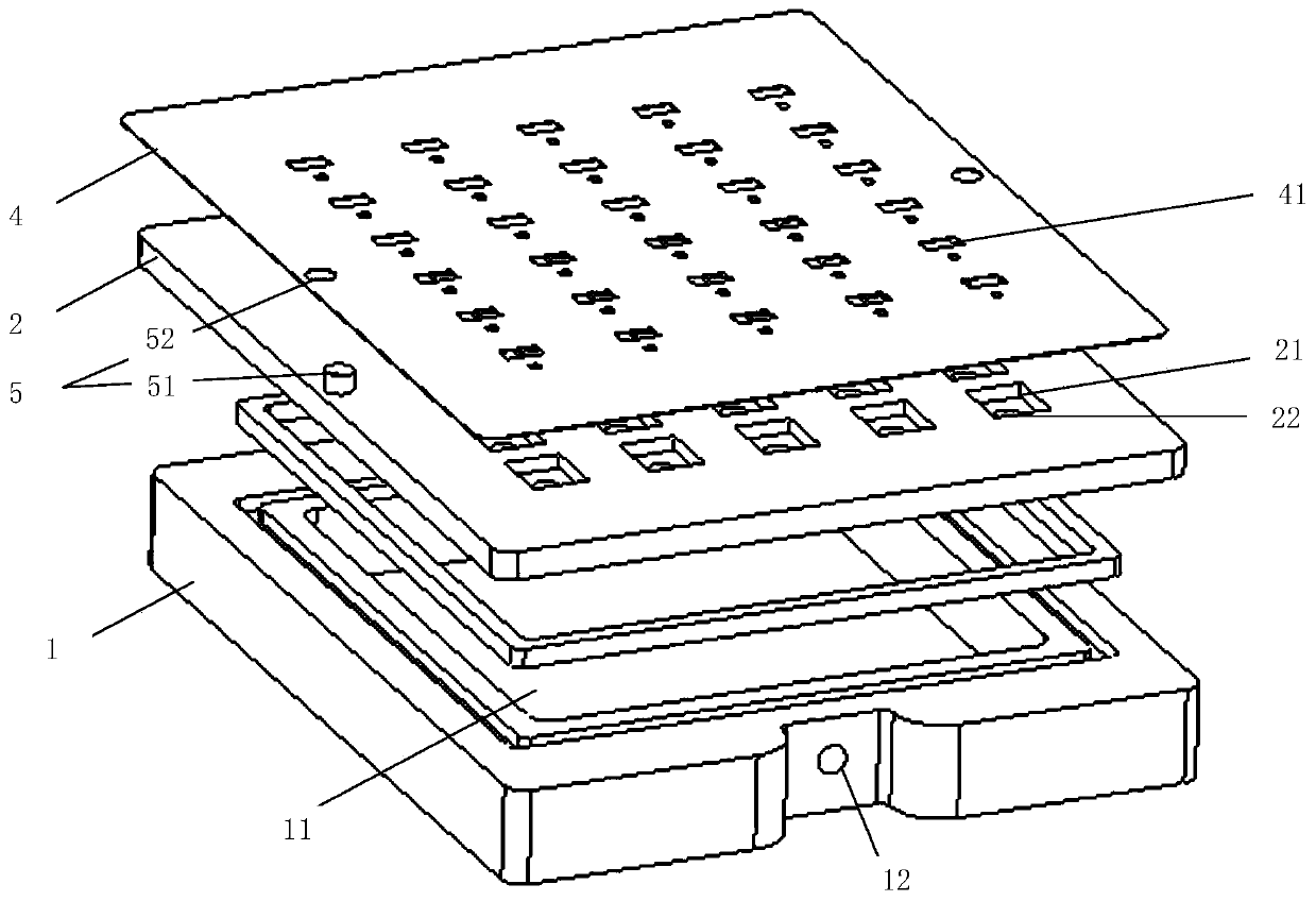 Printed board mounting die and method