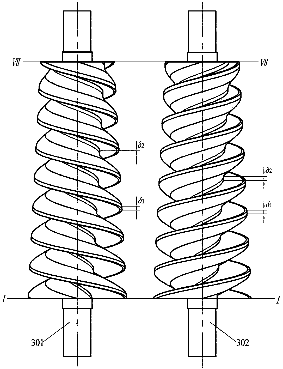 A self-balancing conical screw rotor