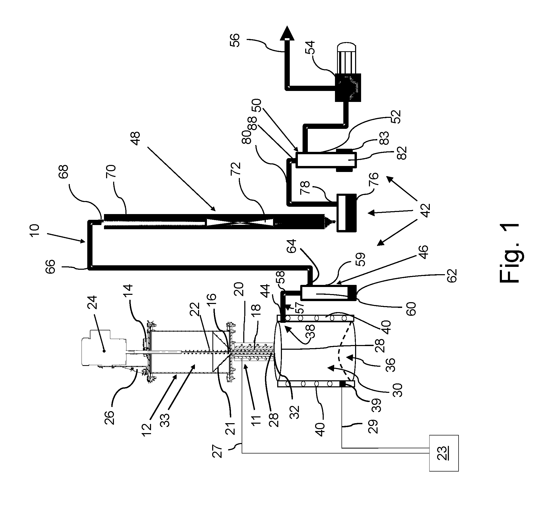 System and process for thermochemical treatment of matter containing organic compounds