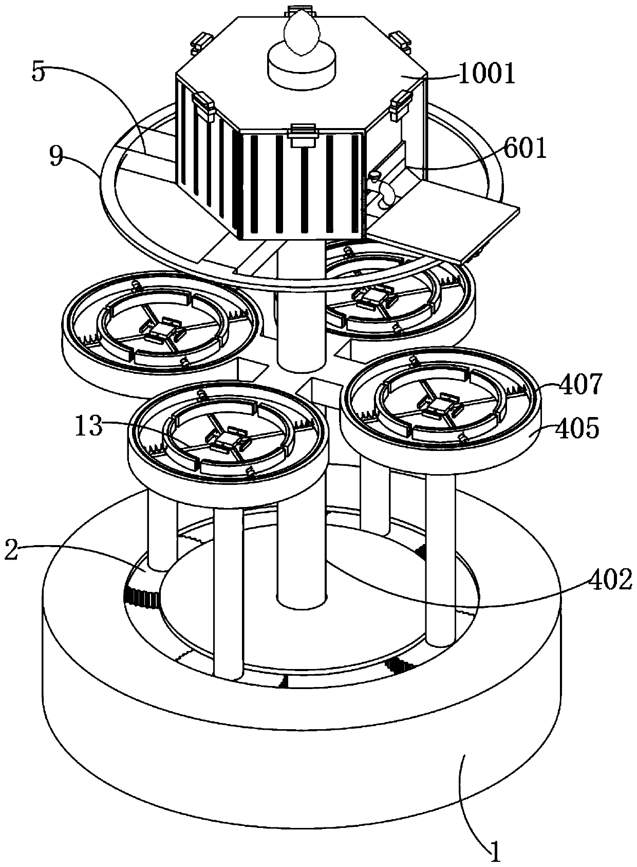 Flowerpot exhibiting device having automatic water replenishing function, for park afforestation