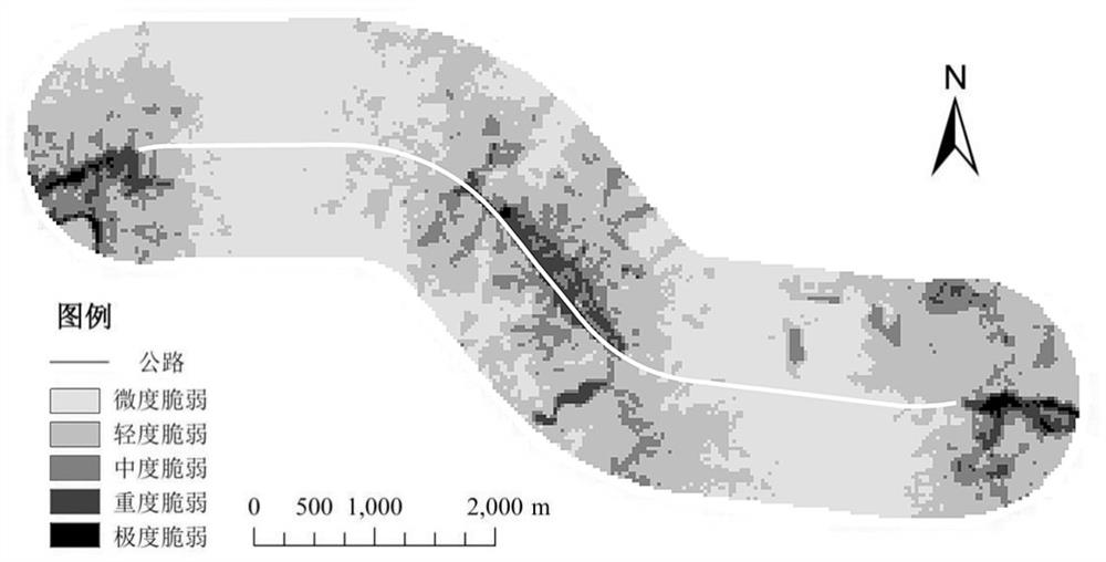 Ecological vulnerability evaluation method suitable for expressway road area