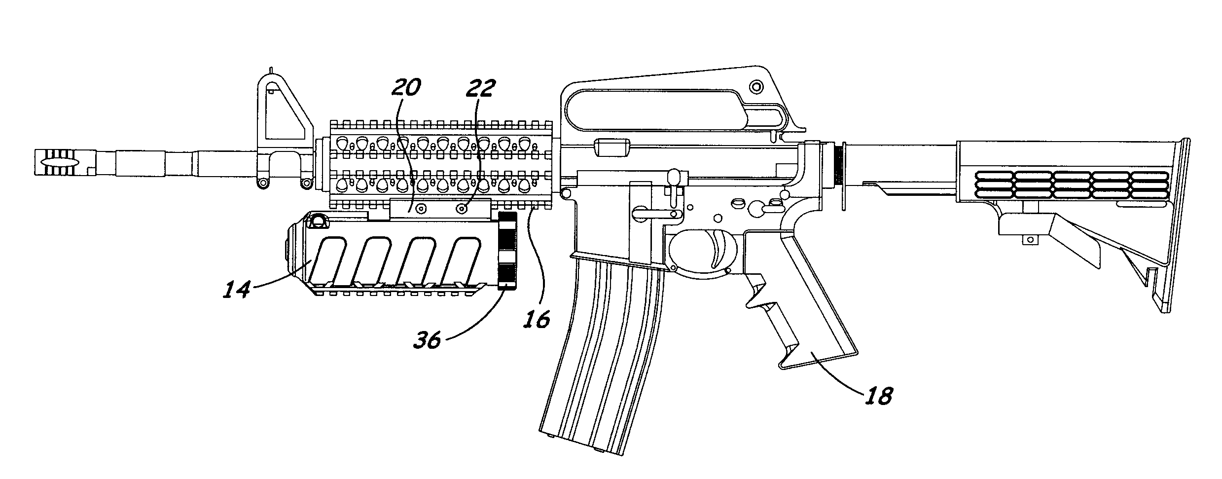 Rifle mounted pepper spray device with slide activation