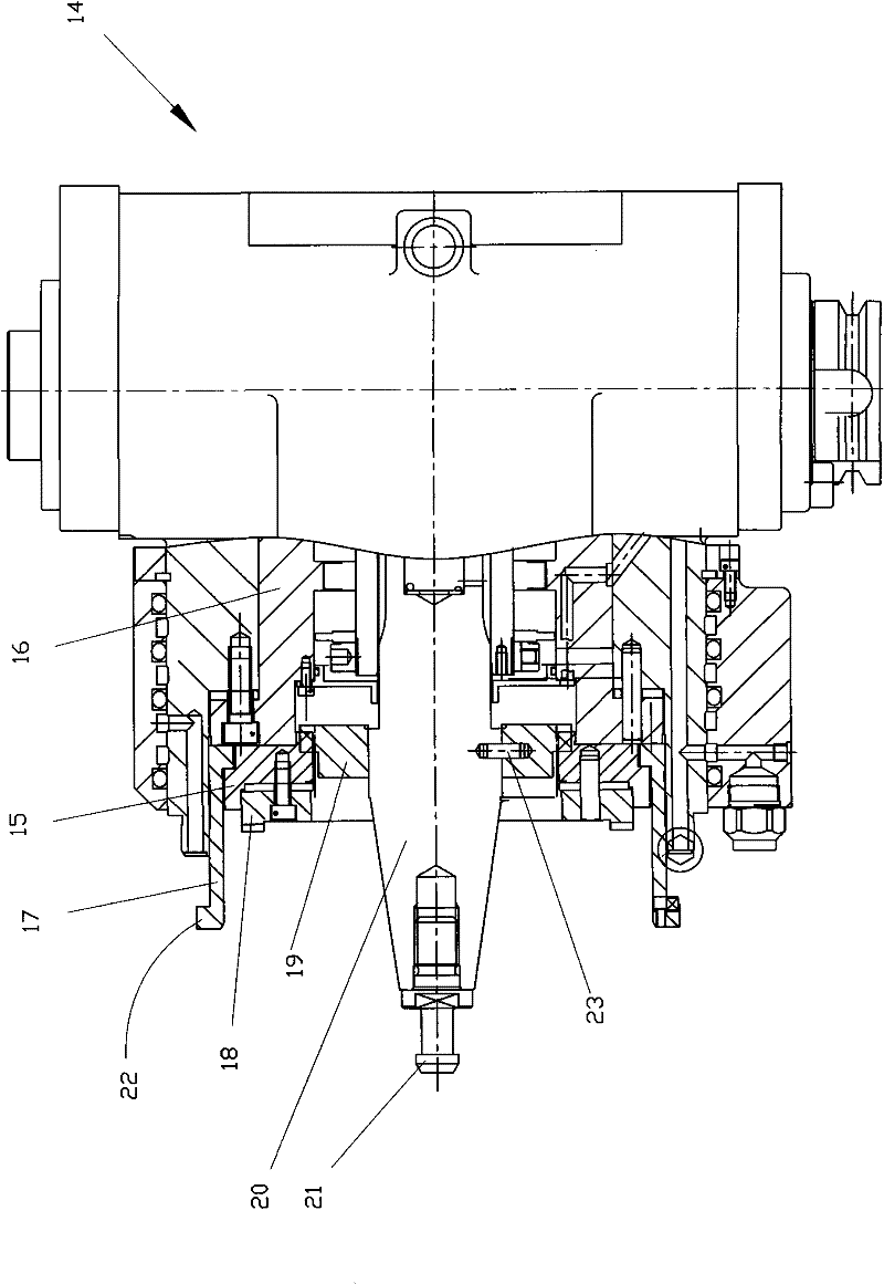 Upright and horizontal automatic exchange and automatic rotary type main shaft head