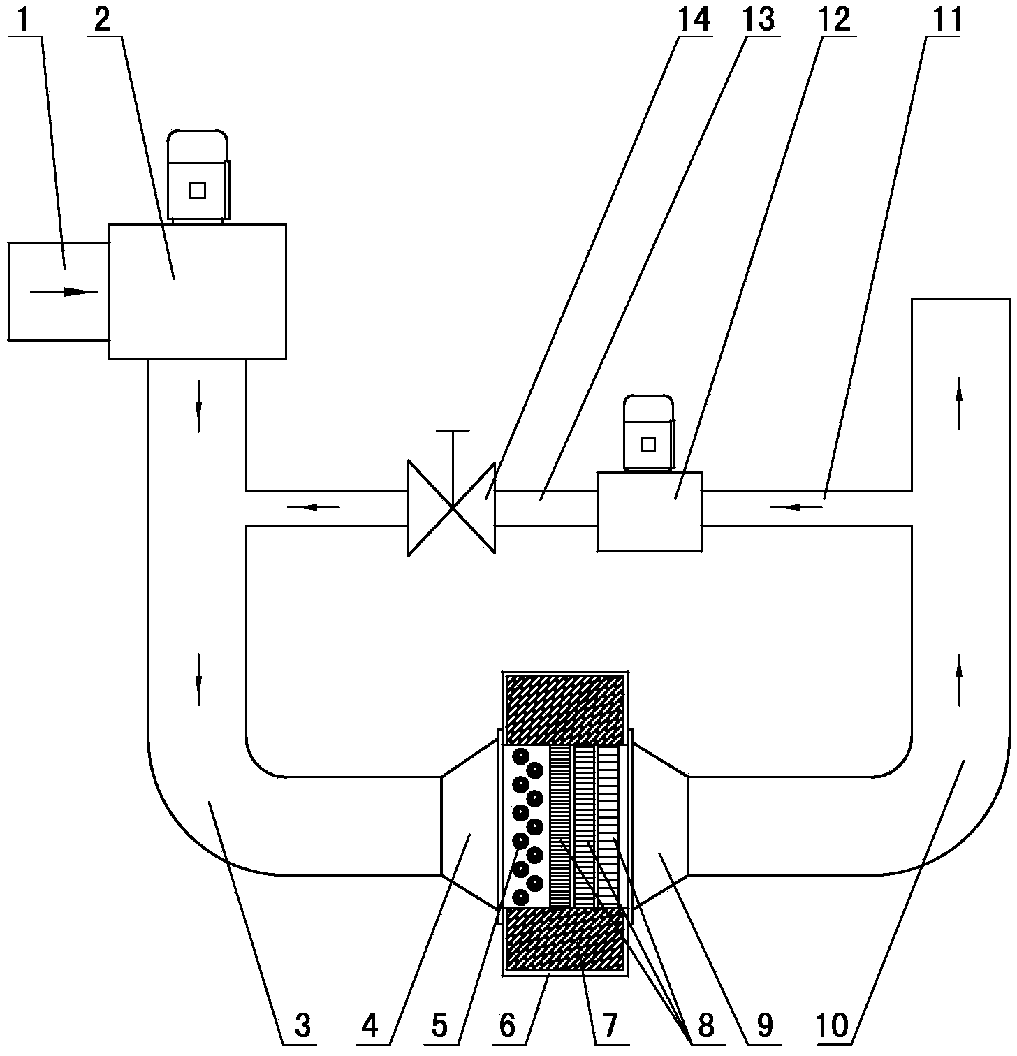 Coal mine ventilation air methane back-heating catalytic oxidation device with combined type oxidation bed