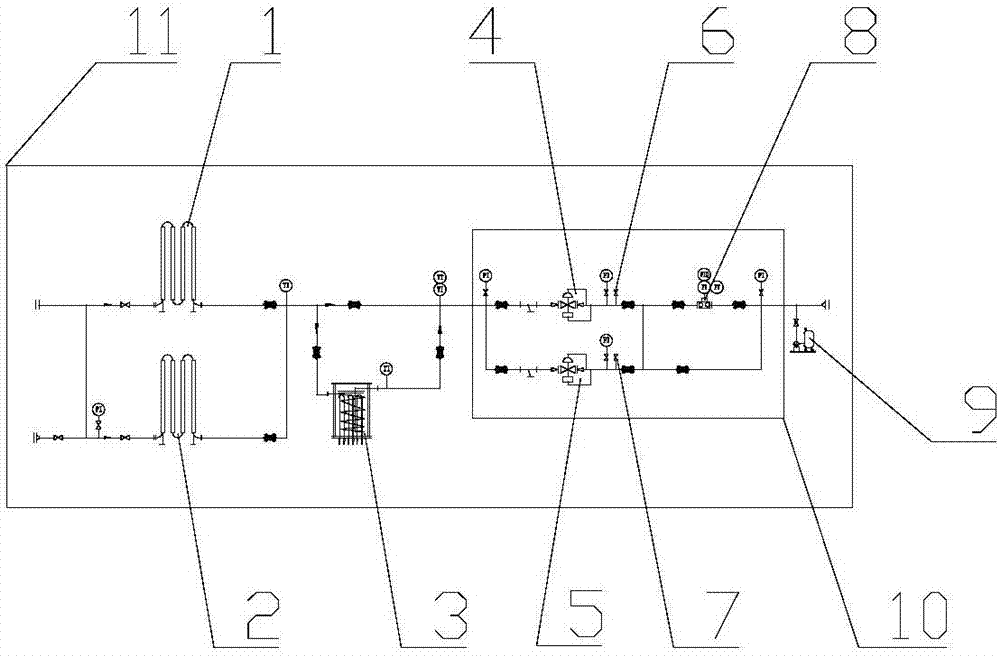 Large LNG gasification and two-way pressure regulating integrated prying device