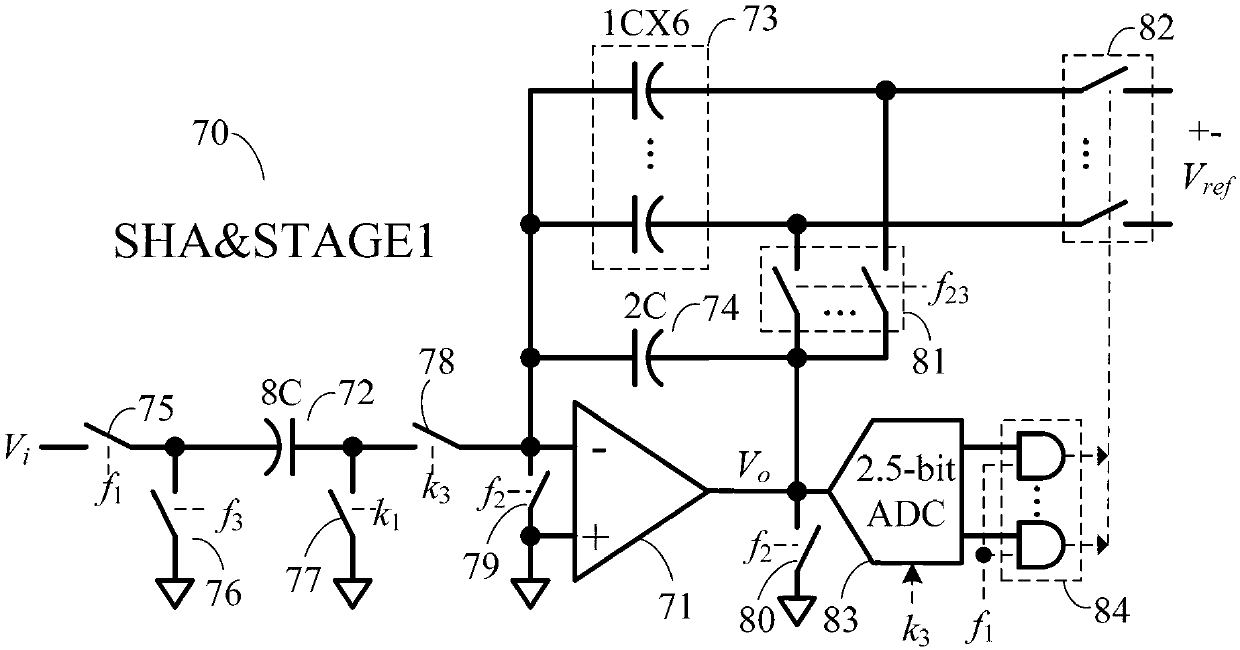 Front-end circuit for analogue-to-digital converter with pipeline structure and time sequence control method for front-end circuit