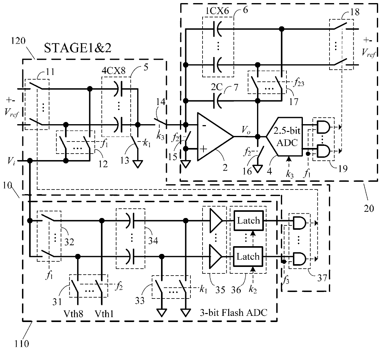 Front-end circuit for analogue-to-digital converter with pipeline structure and time sequence control method for front-end circuit