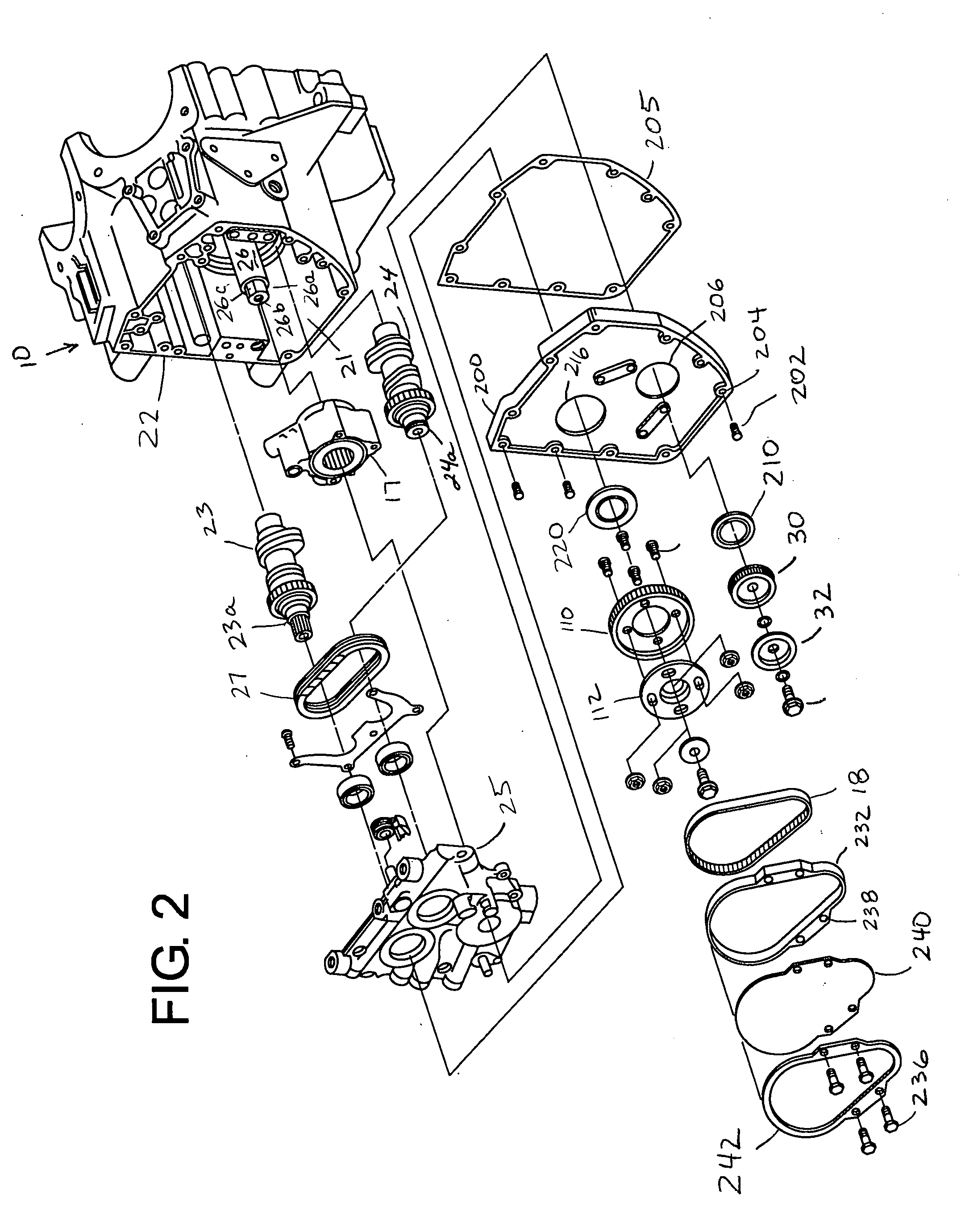 Air cooled twin Cam V-Twin motorcycle engine timing belt system