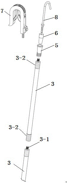 Portable ground wire connection device for substation and use method