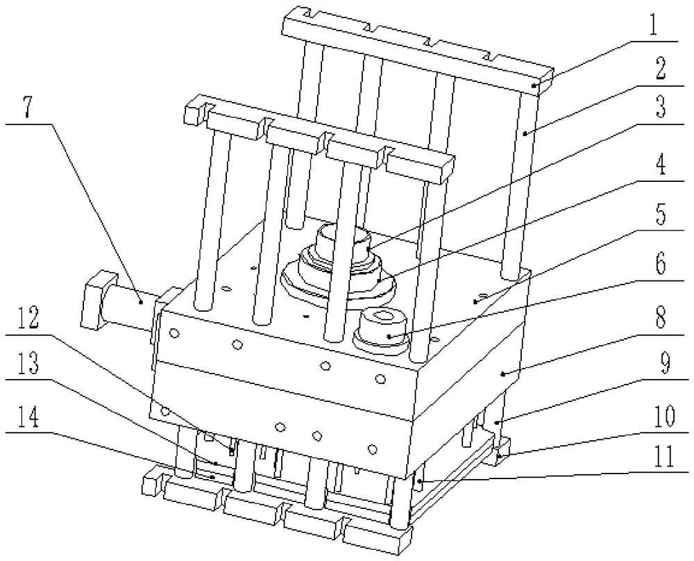 Gravity casting mold for end cover of new energy water cooling motor shell and casting process thereof