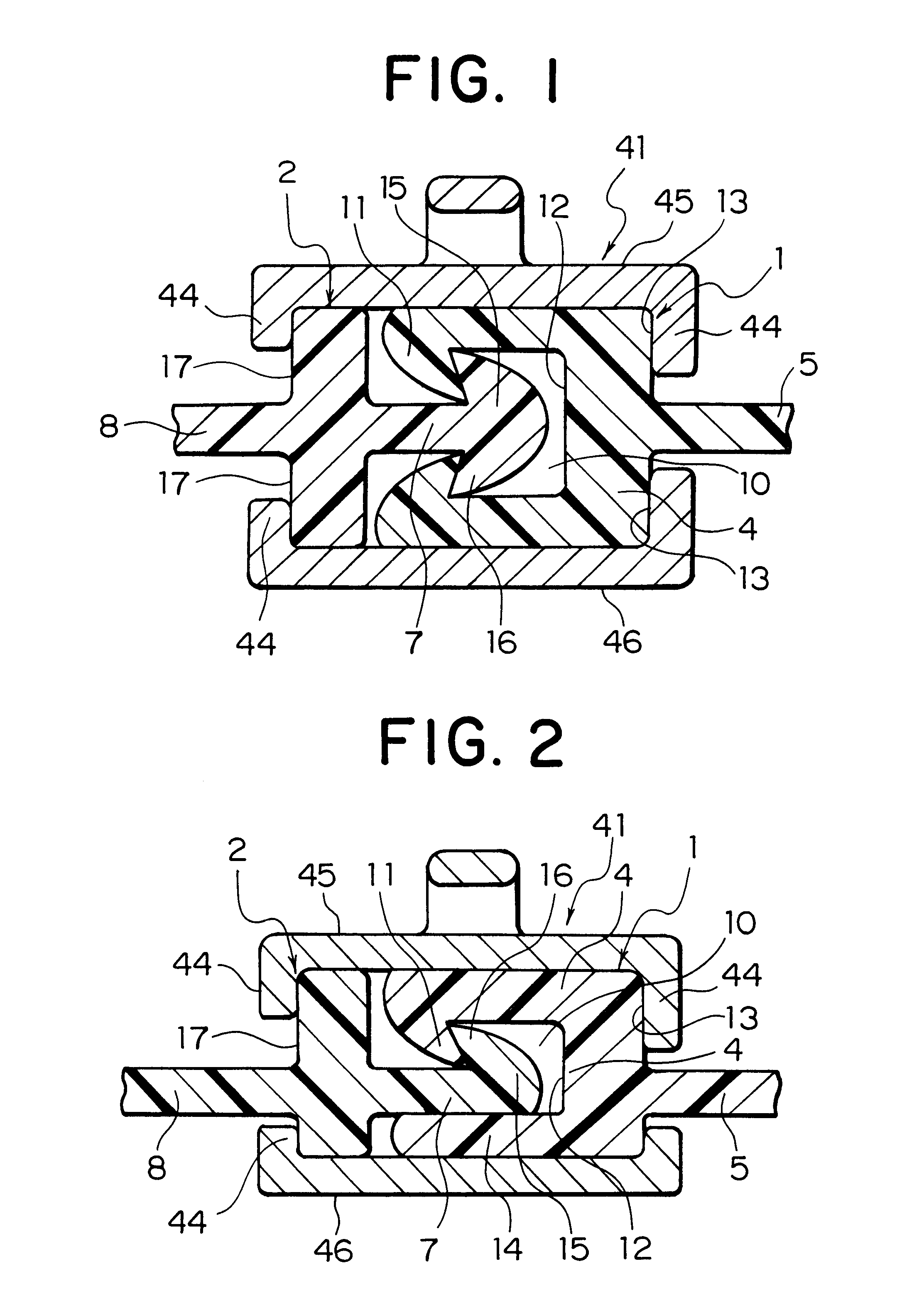 Meshing slide fastener with an engaging device