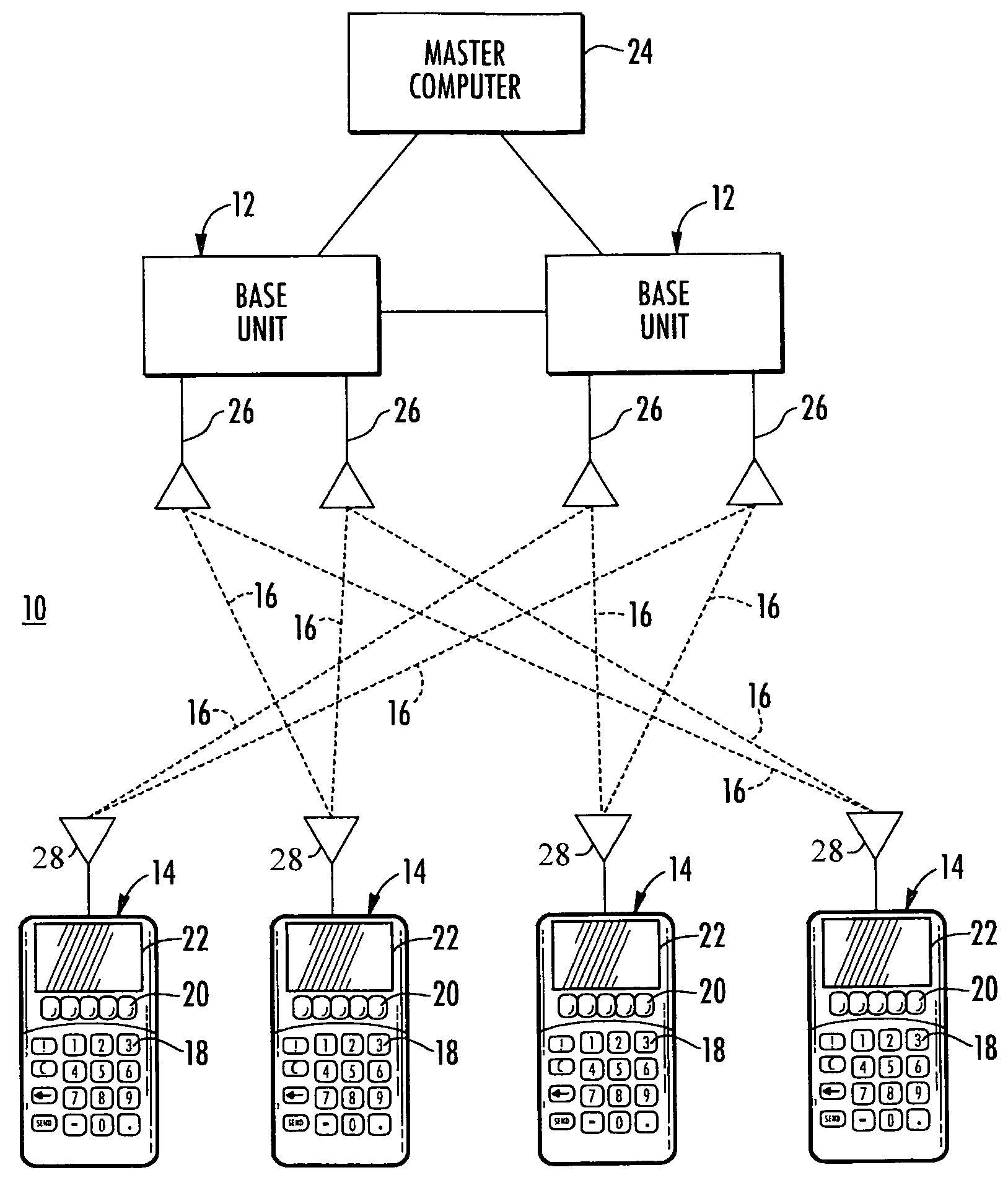 Wireless polling system using spread-spectrum communication