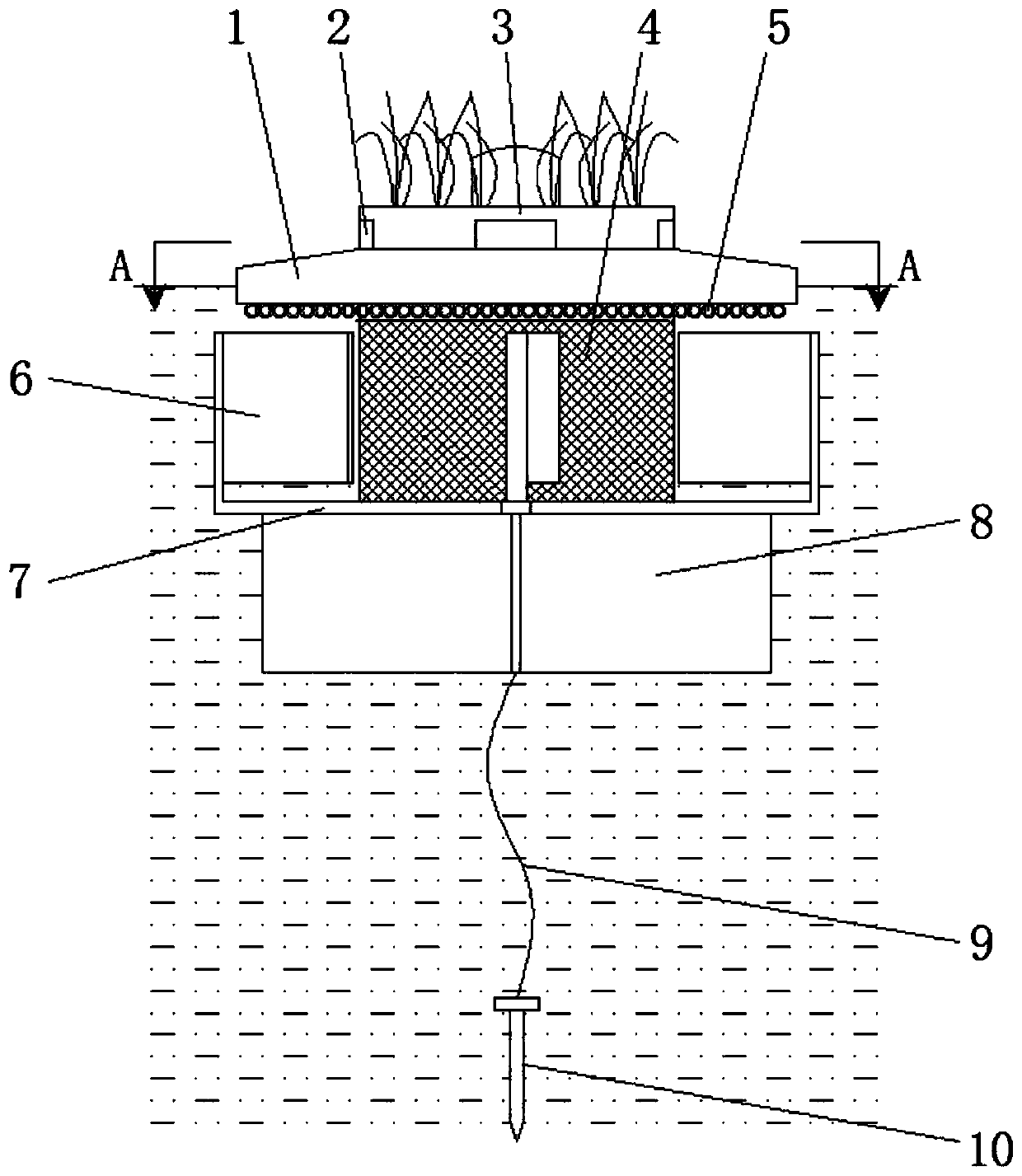 Ecological floating island for remediation and treatment of black and odorous water