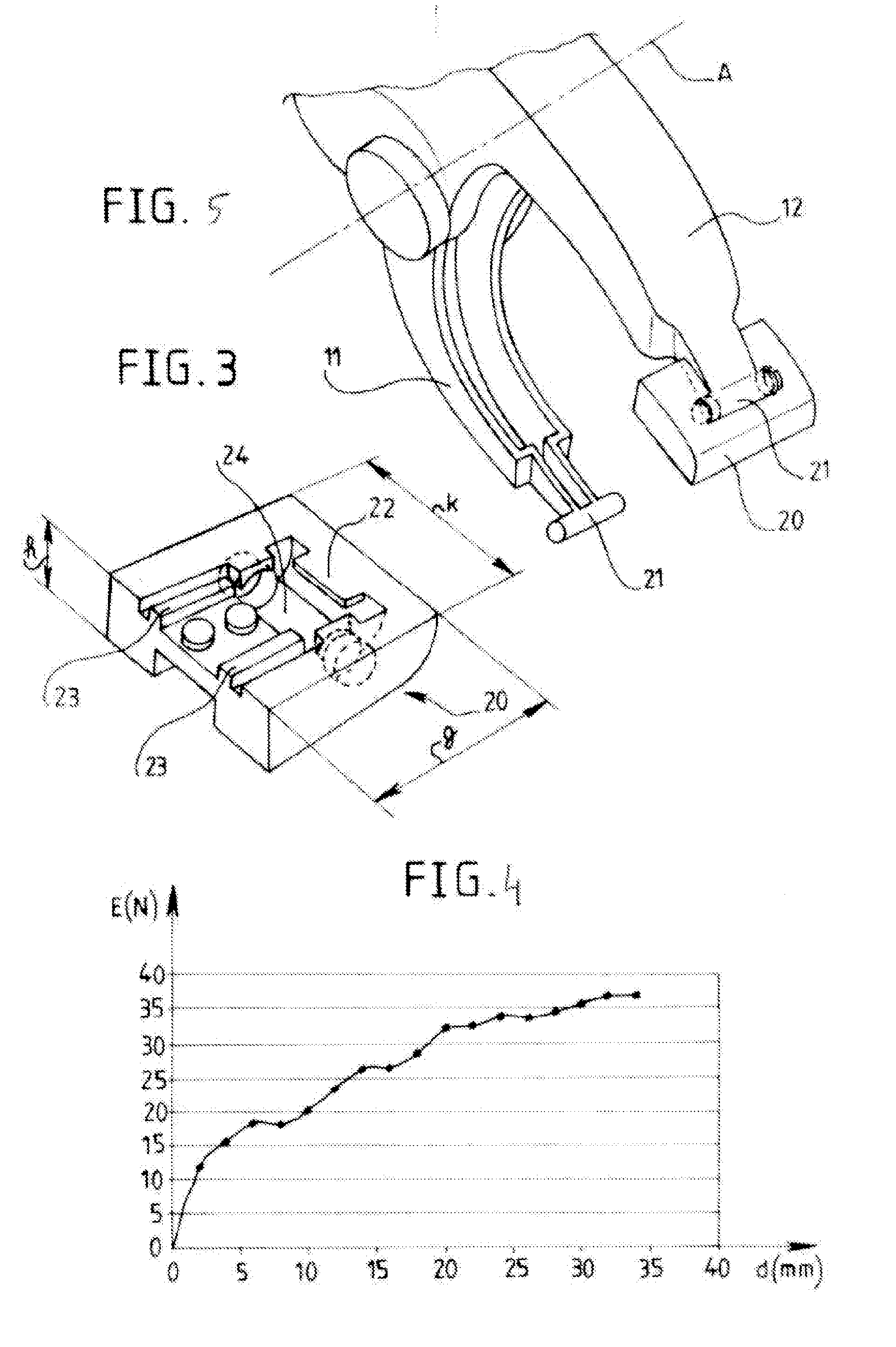 Listening clamp for a vibroacoustic diagnosis tool used mainly in the automotive industry