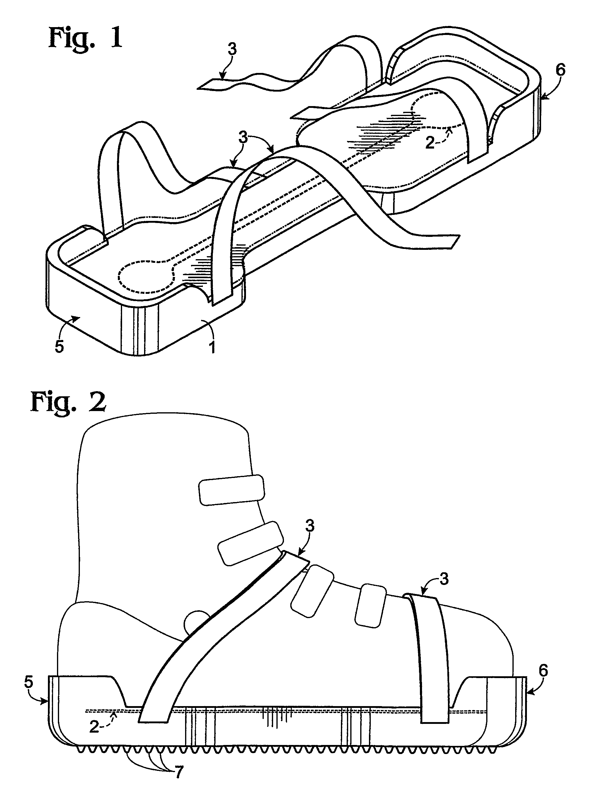 Apparatus facilitating walking in ski boots