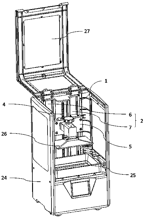 Lifting mechanism and photocuring 3D printing device