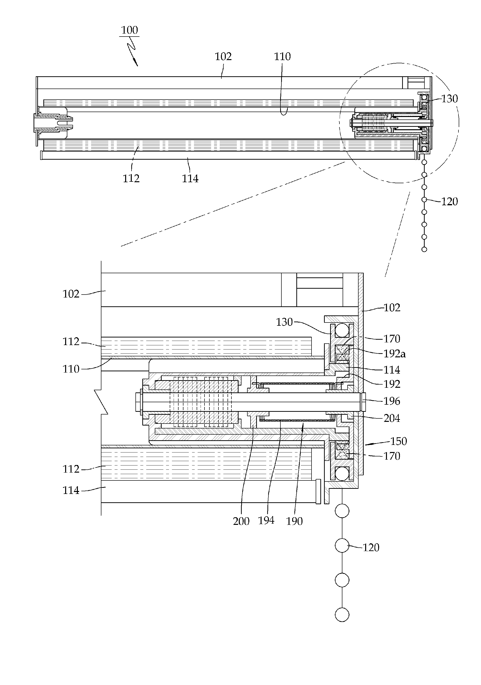 Roll blind having noiseless bidirectional clutch