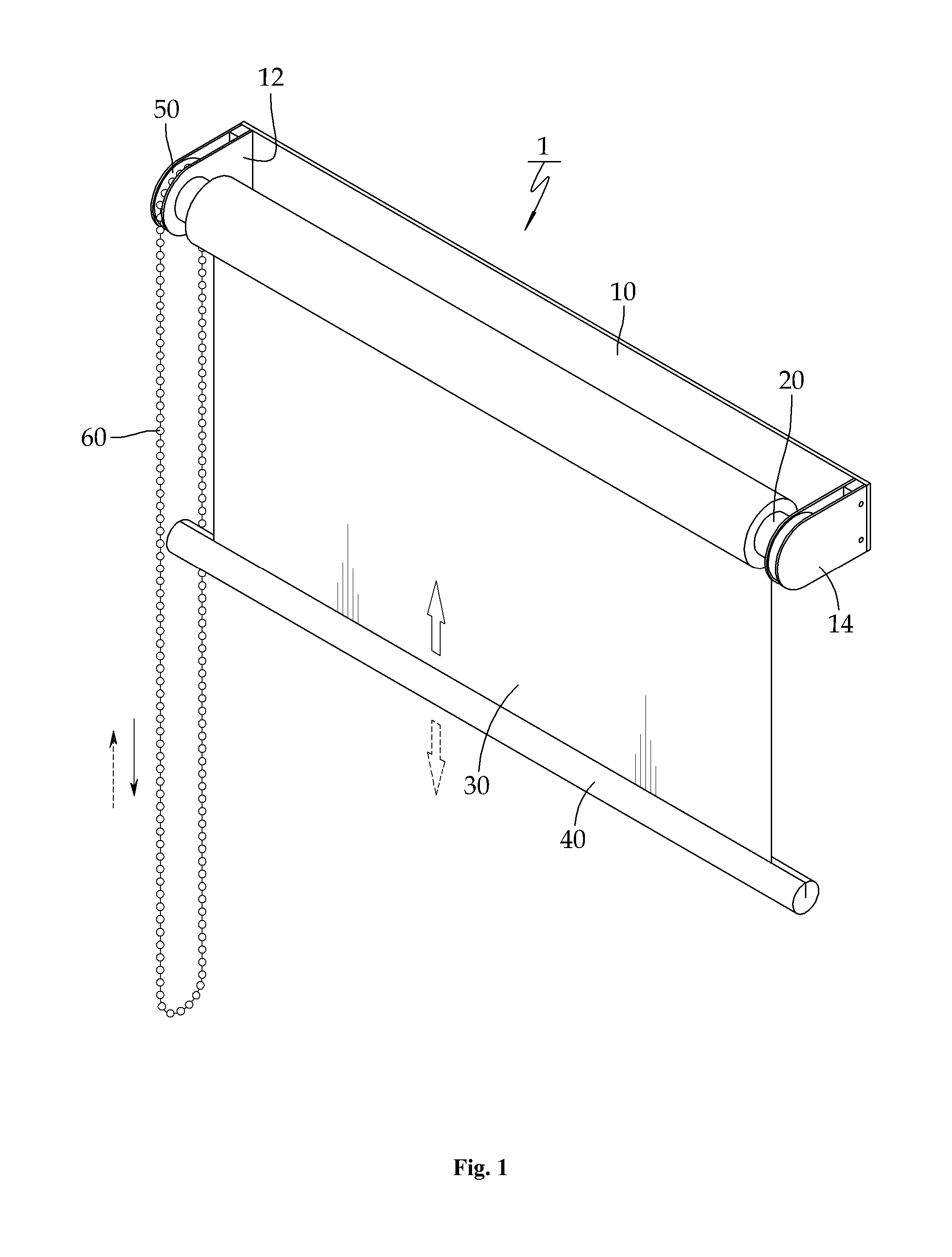 Roll blind having noiseless bidirectional clutch