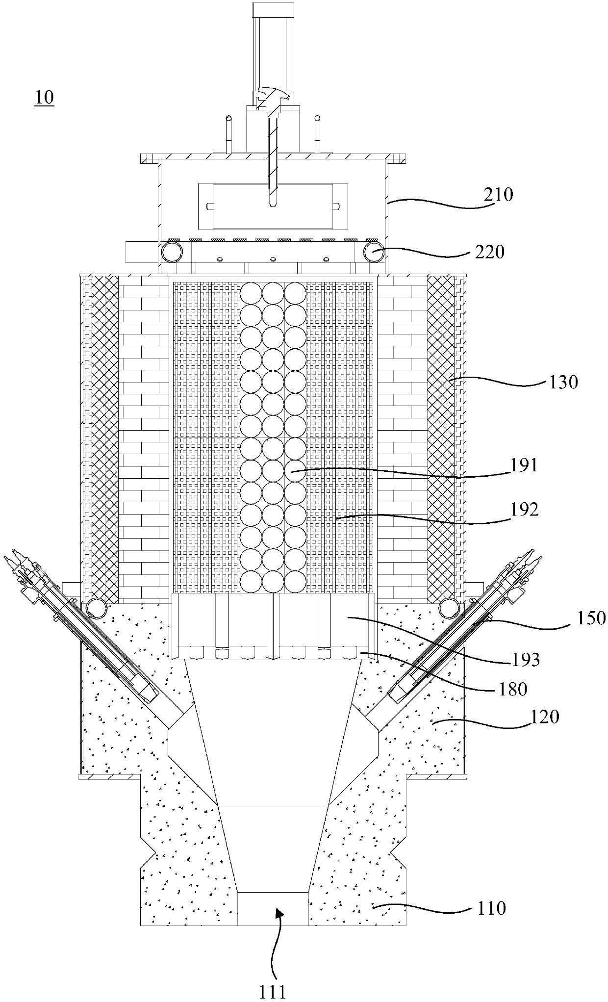 Combustion system and overhead regenerative burner