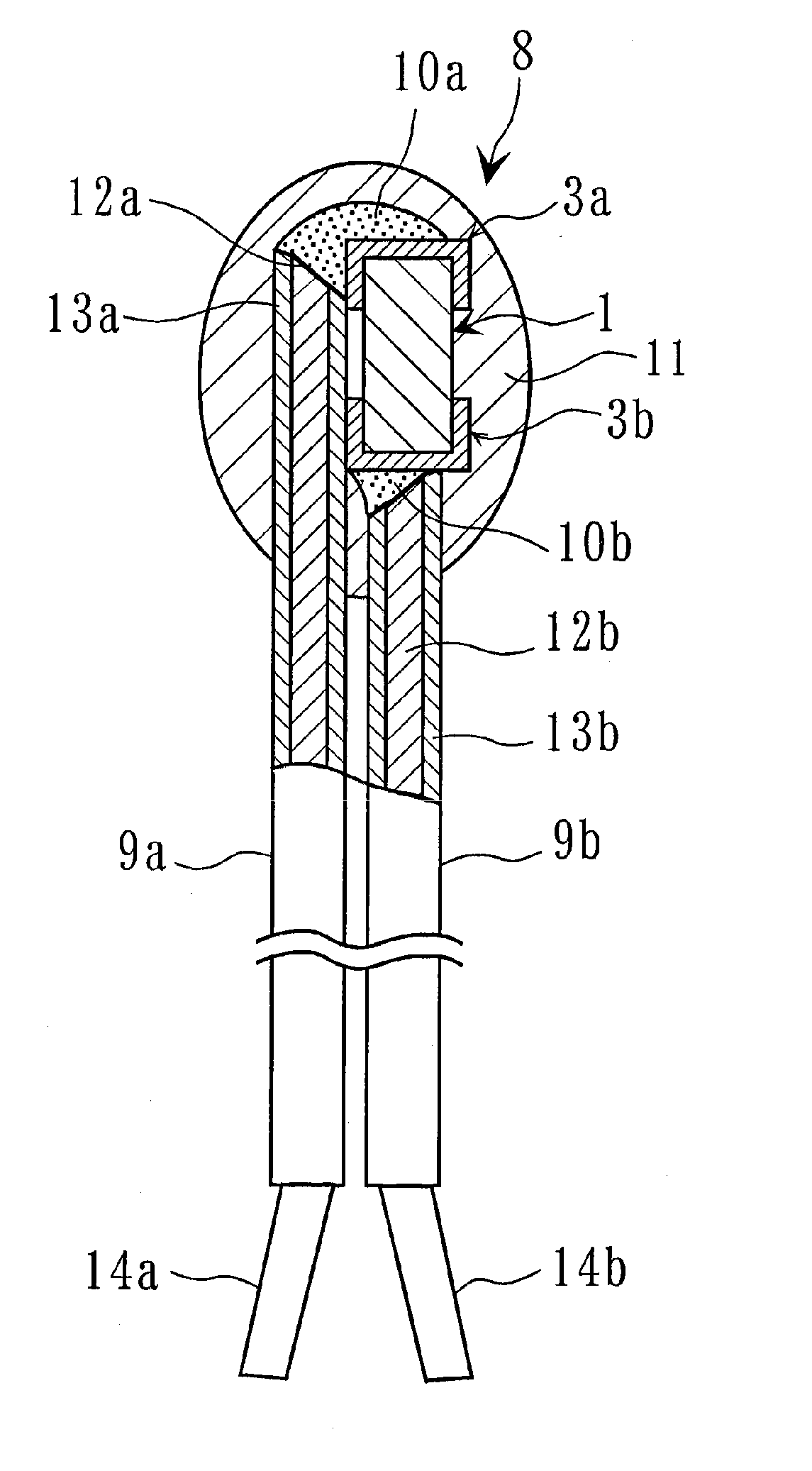 Temperature sensor with leads