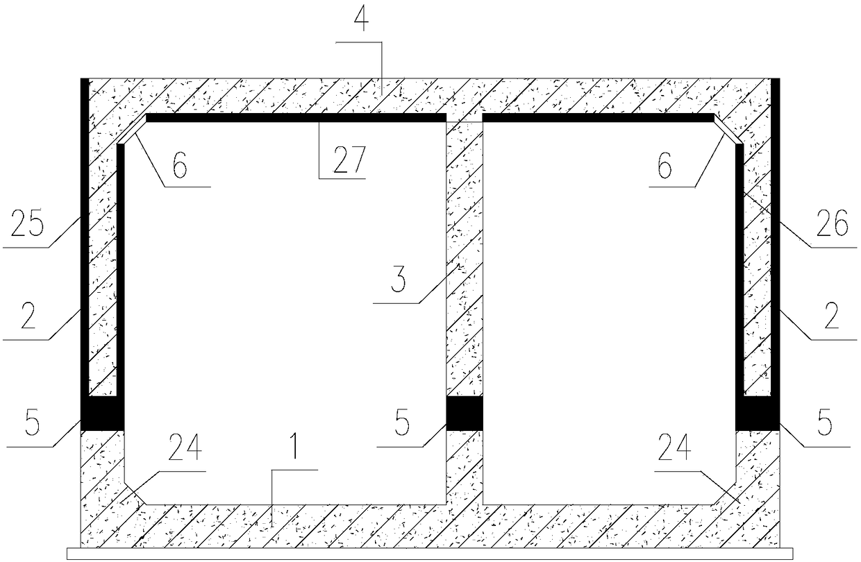 Prefabricated utility tunnel spliced by virtue of cast-in-place hidden beams and mixed with hollow-core wall boards, and construction method thereof