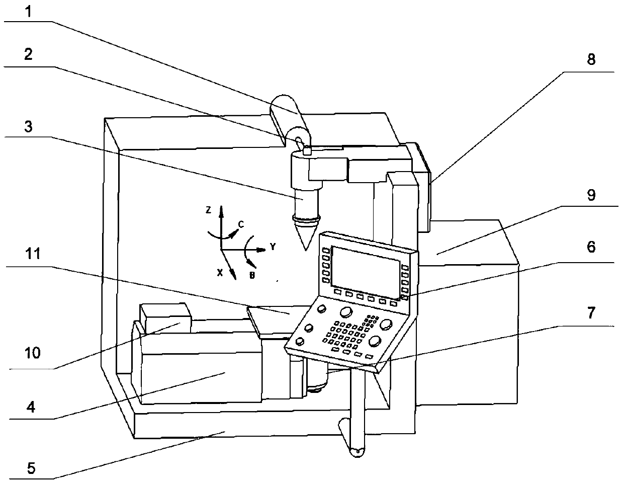 Laser shock punching device based on rotating electromagnetic field and water-based ultrasonic vibrating